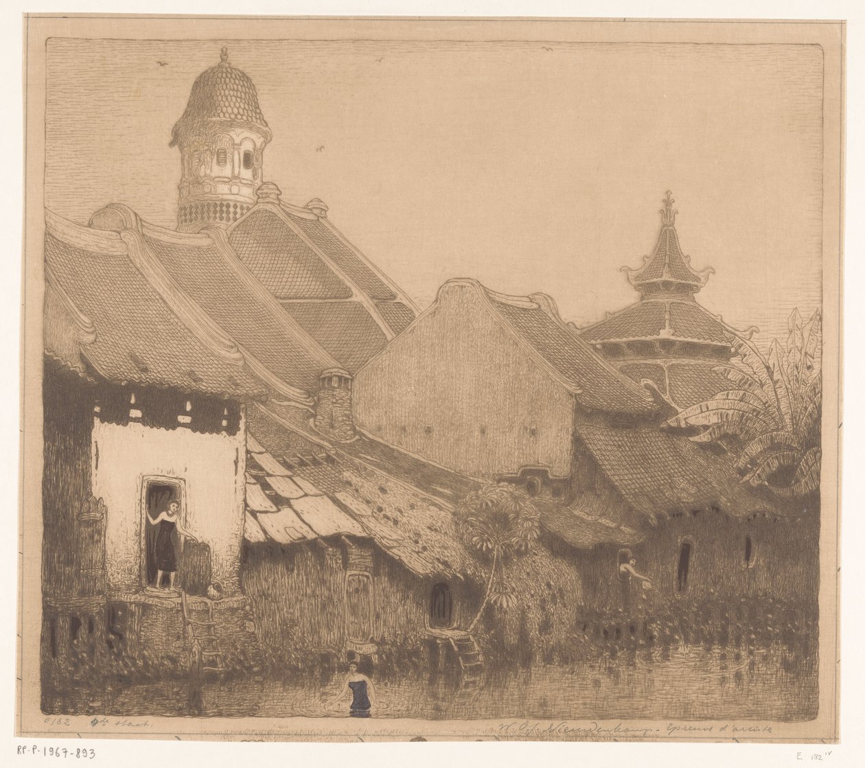 Häuser am Wasser in Semarang von Wijnand Otto Jan Nieuwenkamp (signed by artist)