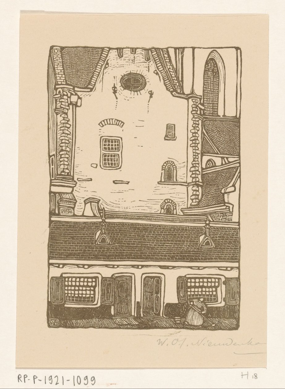 Häuser an der Sint-Bavokerk am Oude Groenmarkt in Haarlem von Wijnand Otto Jan Nieuwenkamp (signed by artist)