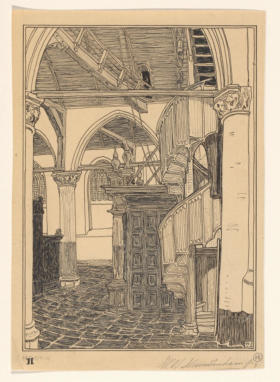 Innenraum der Noorderkerk in Hoorn von Wijnand Otto Jan Nieuwenkamp (signed by artist)
