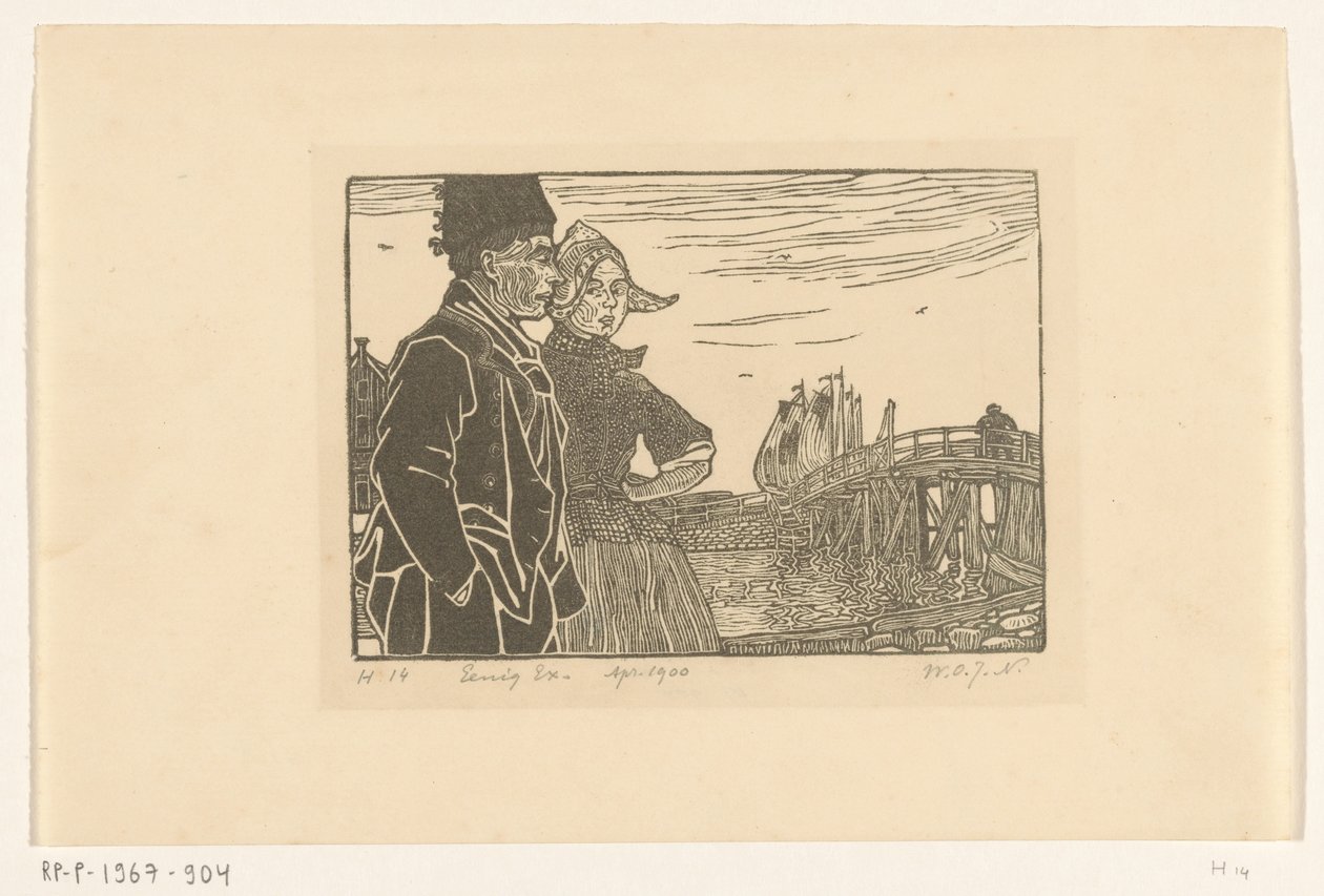 Mann und Frau in Volendamer Tracht von Wijnand Otto Jan Nieuwenkamp (signed by artist)