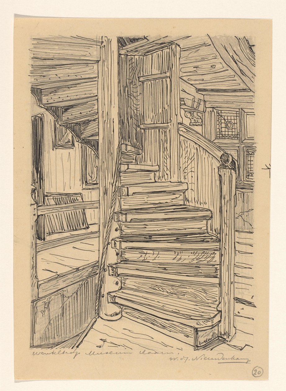 Wenteltrap im Westfries Museum in Hoorn von Wijnand Otto Jan Nieuwenkamp (signed by artist)
