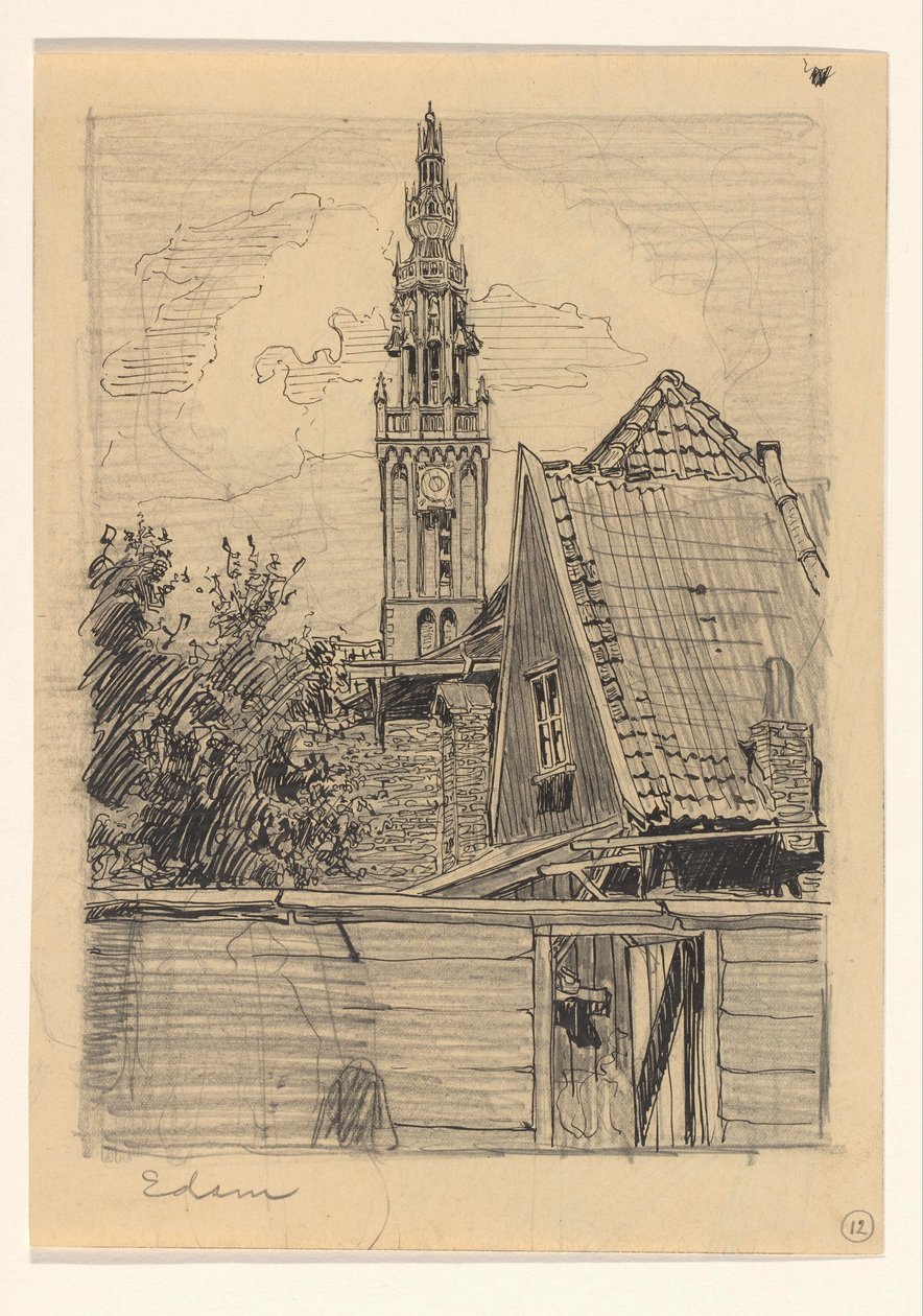 Ansicht des Glockenturms der Liebfrauenkirche in Edam von Wijnand Otto Jan Nieuwenkamp
