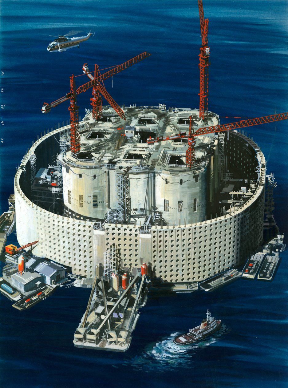 Riesiger Beton- und Stahltank für das Ekofisk-Ölfeld von Wilf (20th century) Hardy
