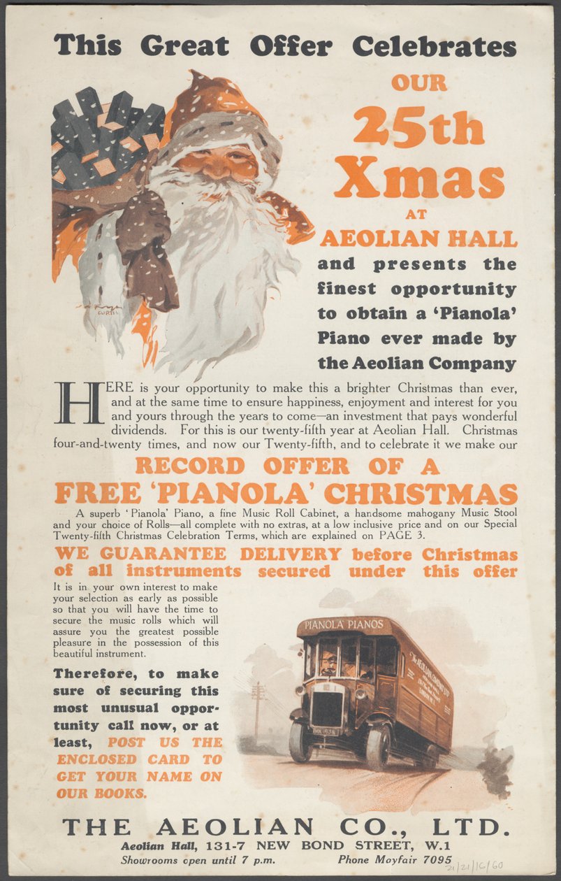Aeolian Company Pianolas, 1920er Jahre von Wilfred Fryer