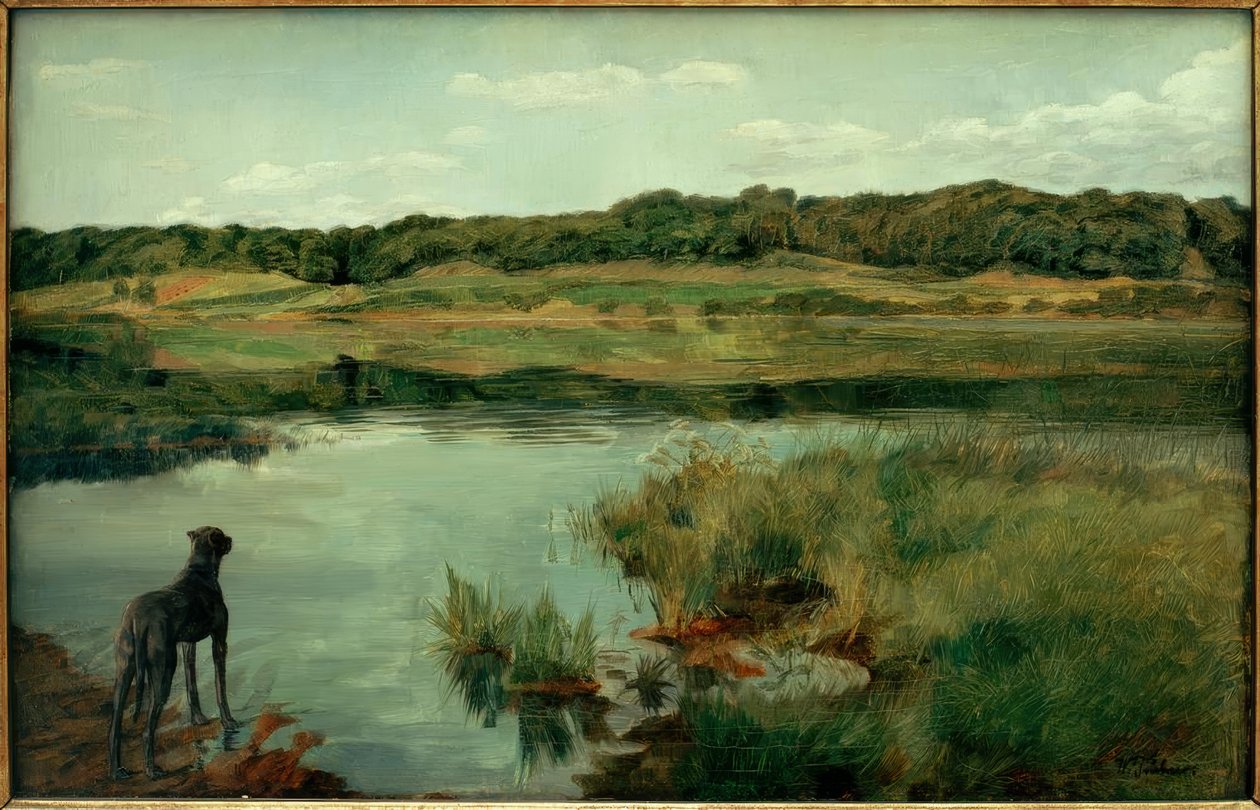 W. Trübner, Dogge am Weßlinger See von Wilhelm Trübner