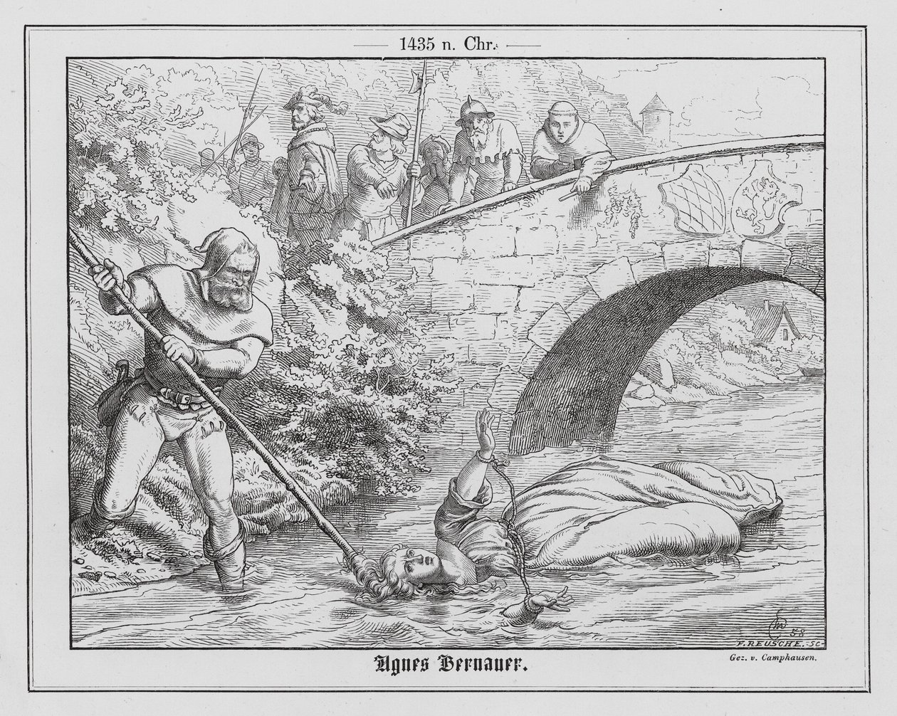 Tod von Agnes Bernauer, Geliebte von Albrecht III., Herzog von Bayern von Wilhelm Camphausen