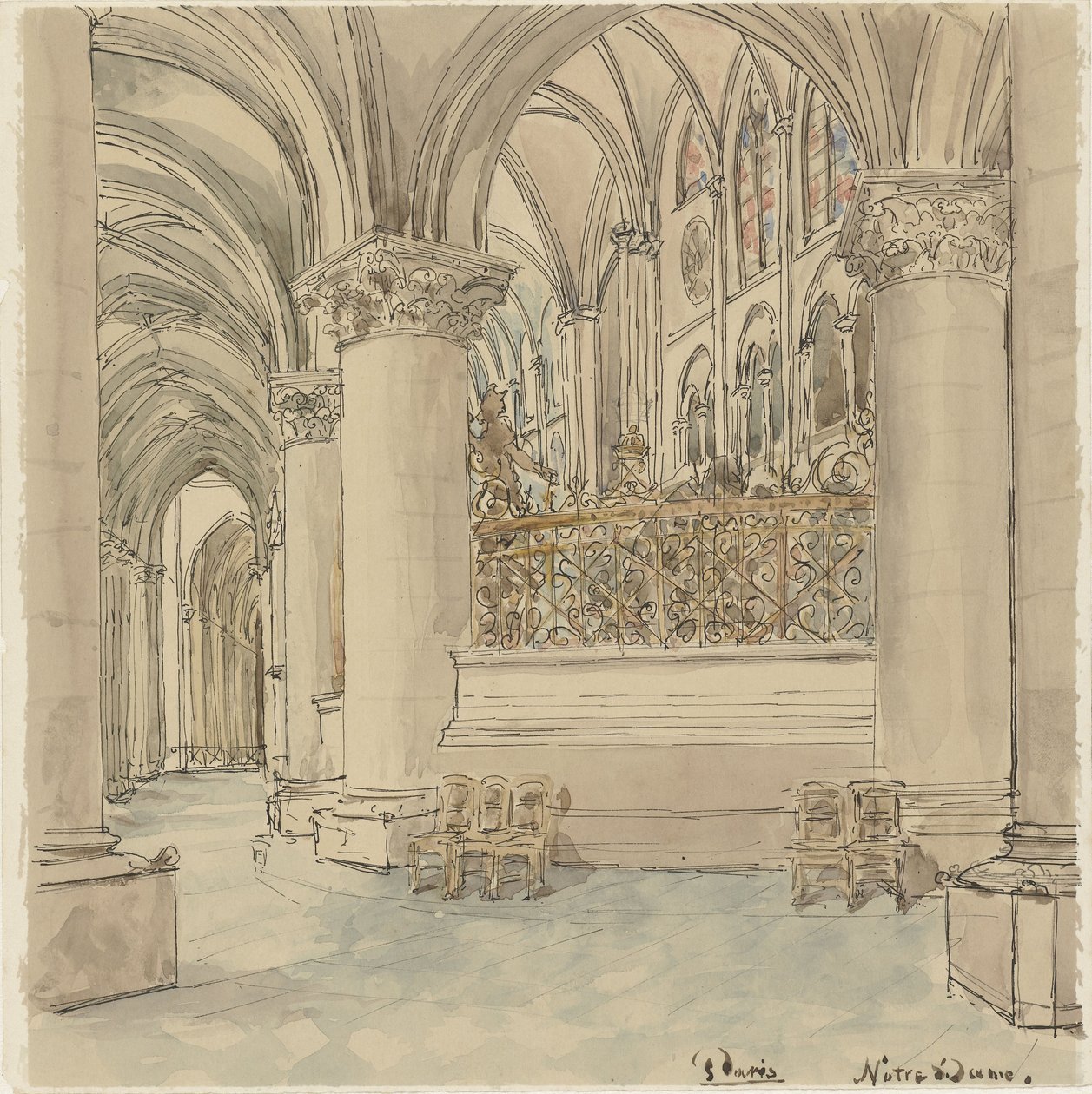 Innenraum der Notre-Dame in Paris von Wilhelm Cornelis Bauer