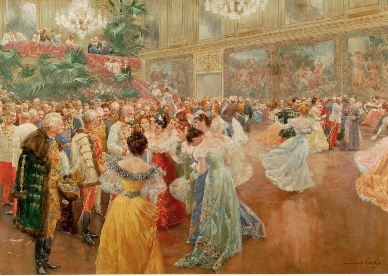 Hofball in den Redoutensälen, Hofburg, Wien von Wilhelm Gause