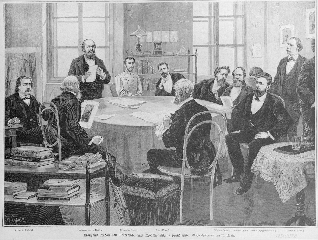 Kronprinz Rudolf bei einer Redaktionssitzung von Wilhelm Gause