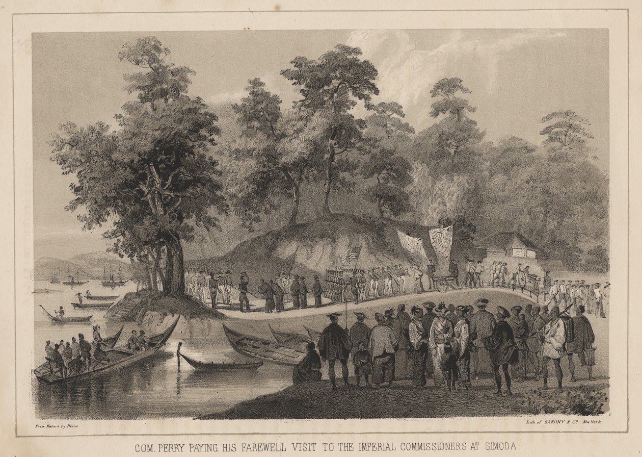Kommodore Perry verabschiedet sich von den kaiserlichen Kommissaren in Simoda, 1855 von Wilhelm Joseph Heine