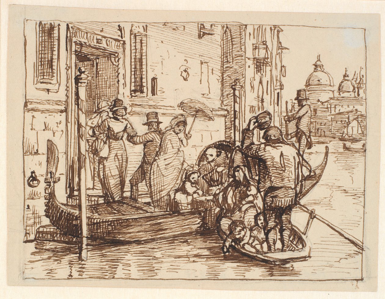Aussteigen aus einer Gondel im Canal Grande in Venedig. Im Hintergrund Santa Maria della Salute von Wilhelm Marstrand