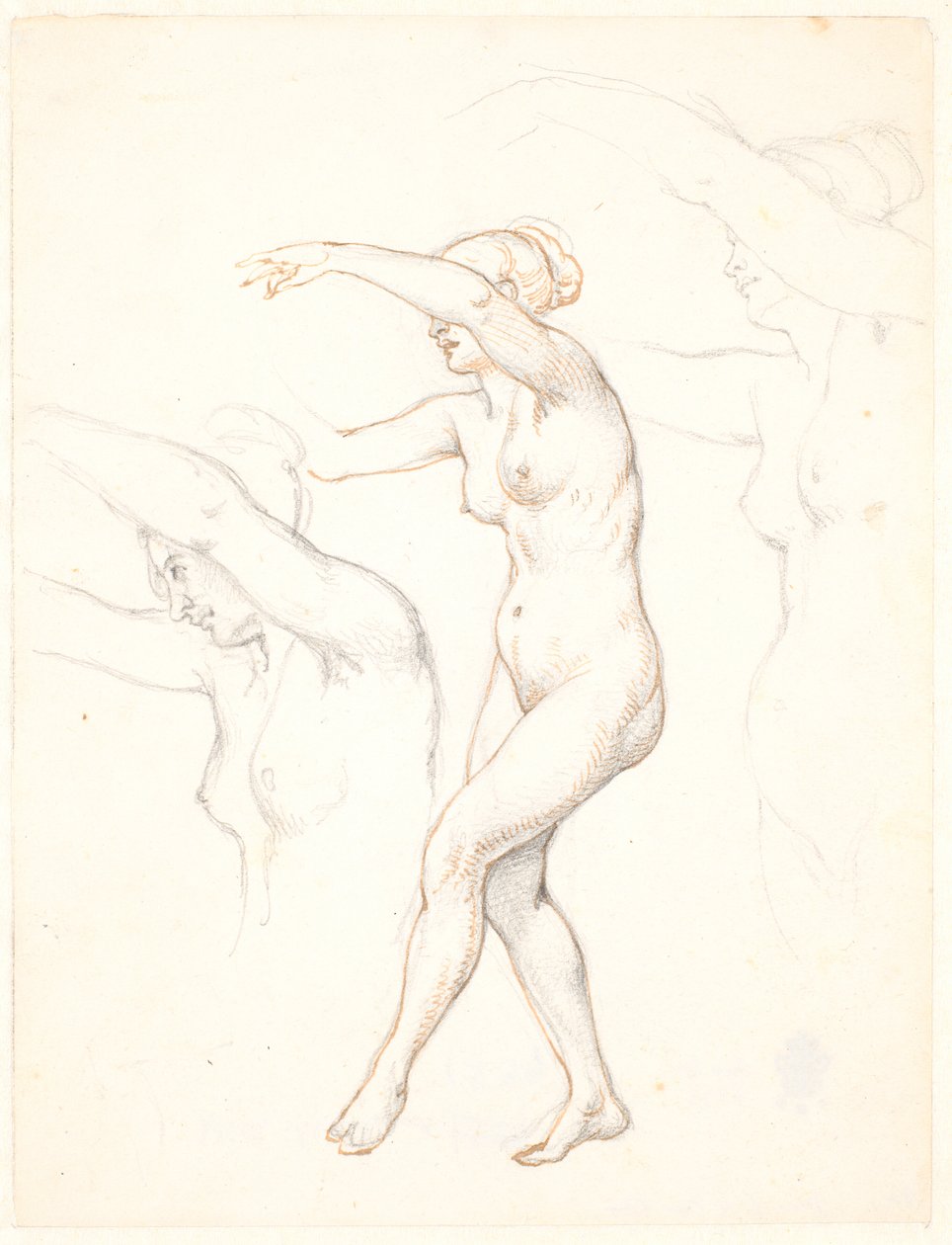 Blatt mit drei Studien einer nackten tanzenden Frau von Wilhelm Marstrand