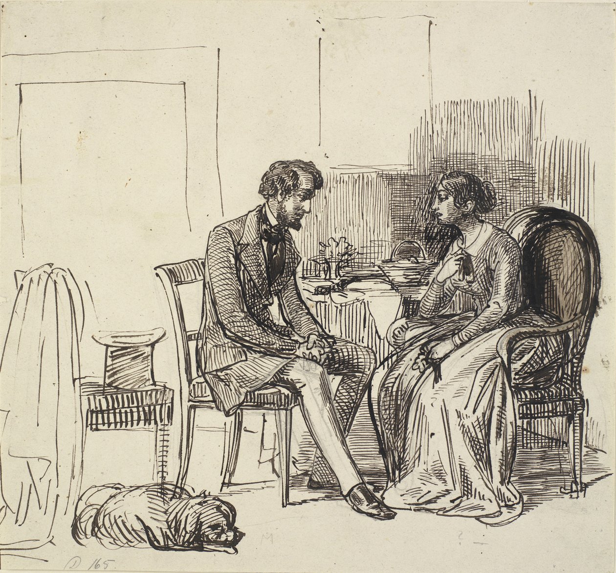Ein Herr zu Besuch bei einer jüngeren Dame von Wilhelm Marstrand