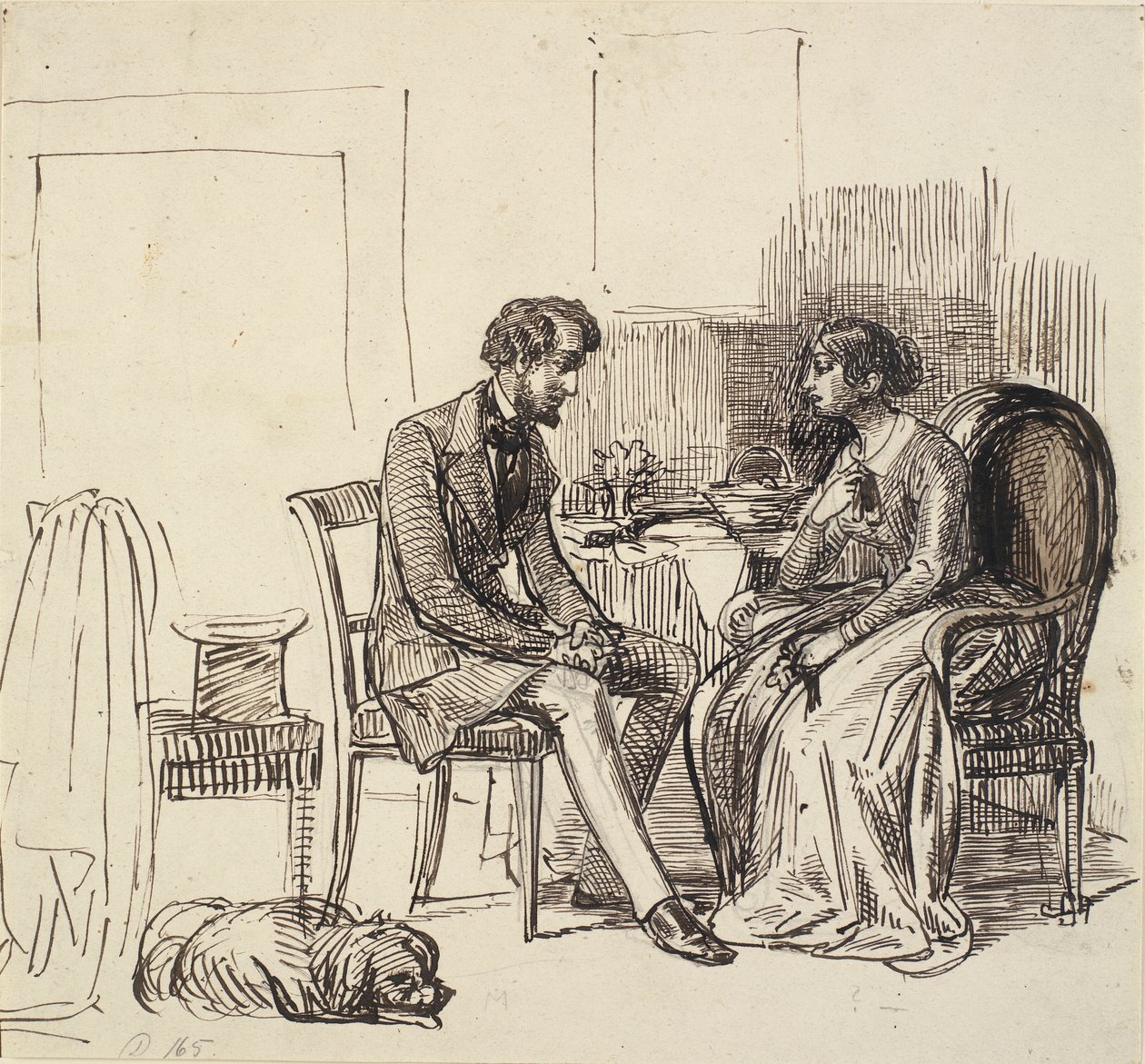 Ein Herr zu Besuch bei einer jüngeren Dame von Wilhelm Marstrand
