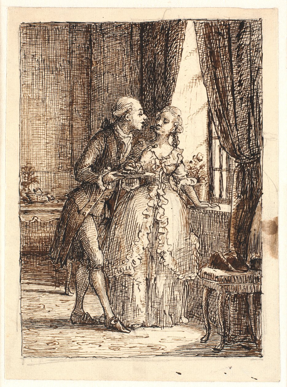 Ein junges Ehepaar. Kronprinz Frederik (Fre. 5) isst auf Charlottenborg Kirschen mit Kronprinzessin Louise von Wilhelm Marstrand