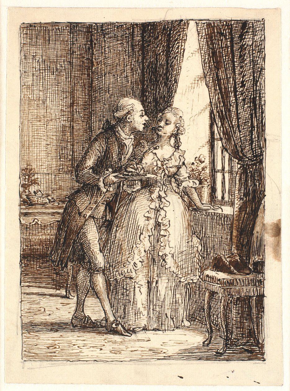Ein junges Ehepaar. Kronprinz Frederik (Fre. 5) isst auf Charlottenborg Kirschen mit Kronprinzessin Louise von Wilhelm Marstrand