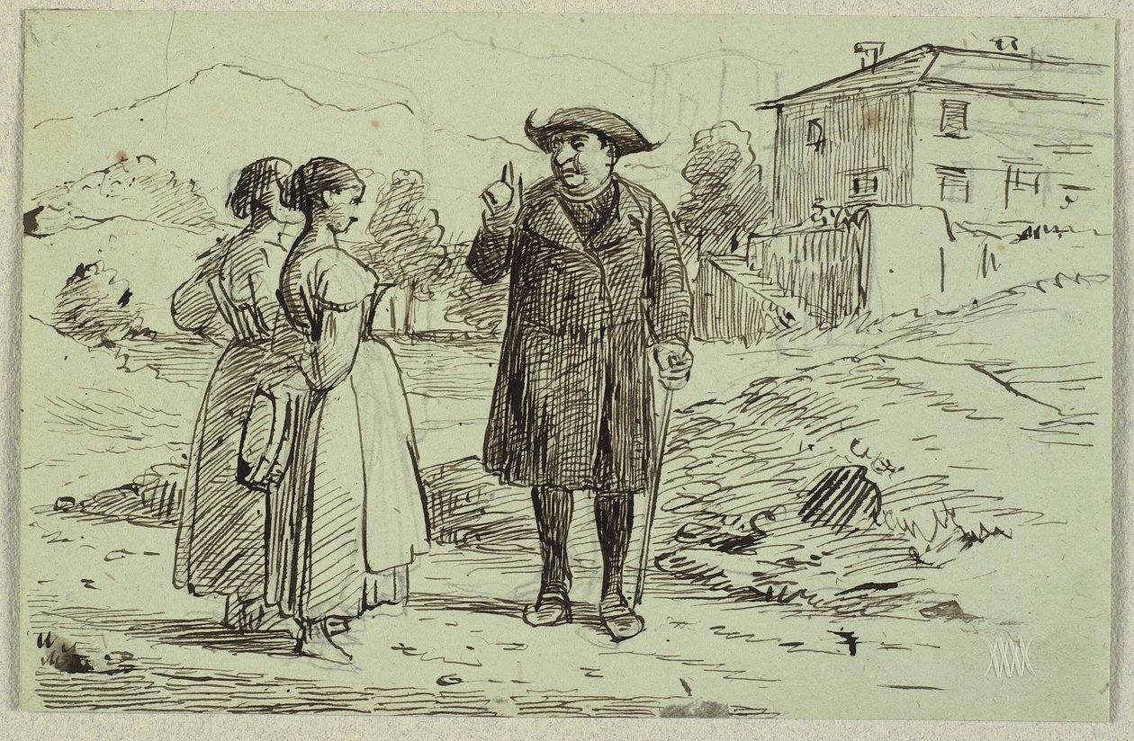 Italienische Szene mit zwei Frauen und einem Pater von Wilhelm Marstrand