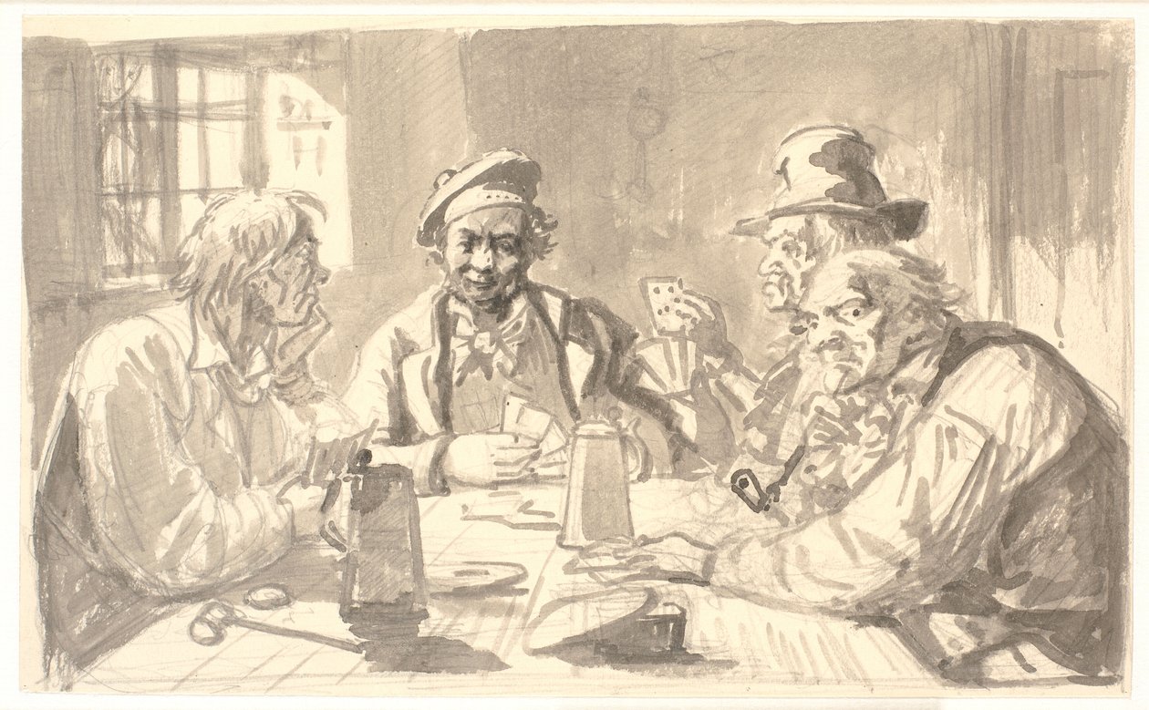 Kartenspiel in einem Wirtshauskeller von Wilhelm Marstrand