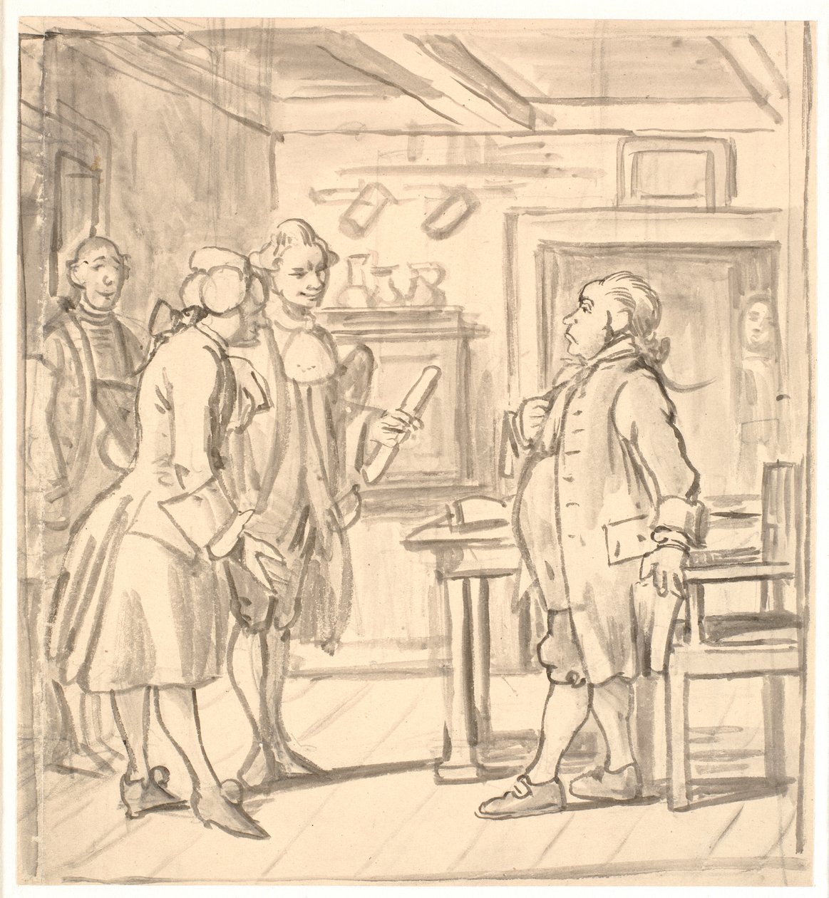 Besuch der Stadträte. (Der politische Kesselflicker) von Wilhelm Marstrand