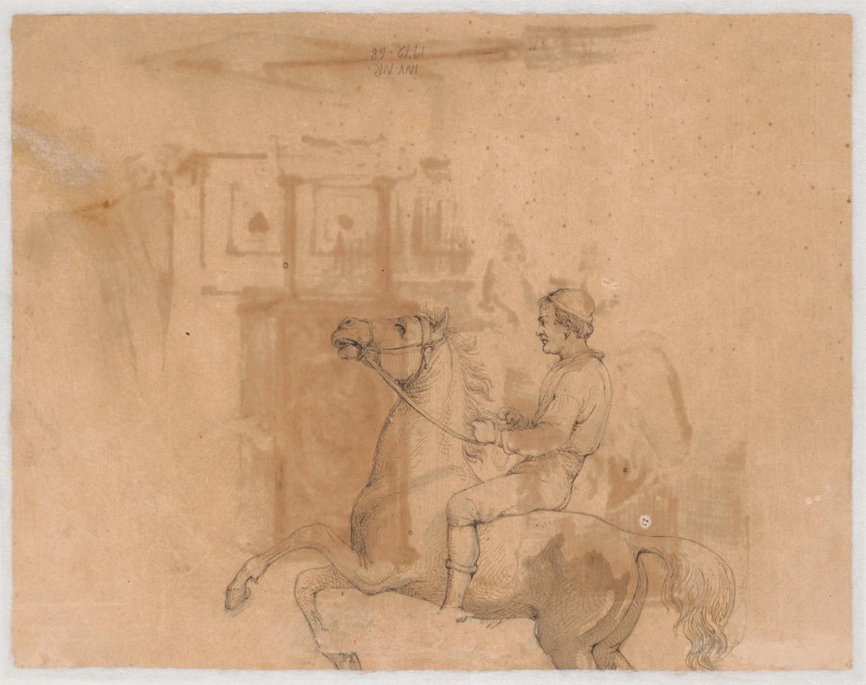 Reitender Bauer auf einem steigenden Pferd von Wilhelm Marstrand