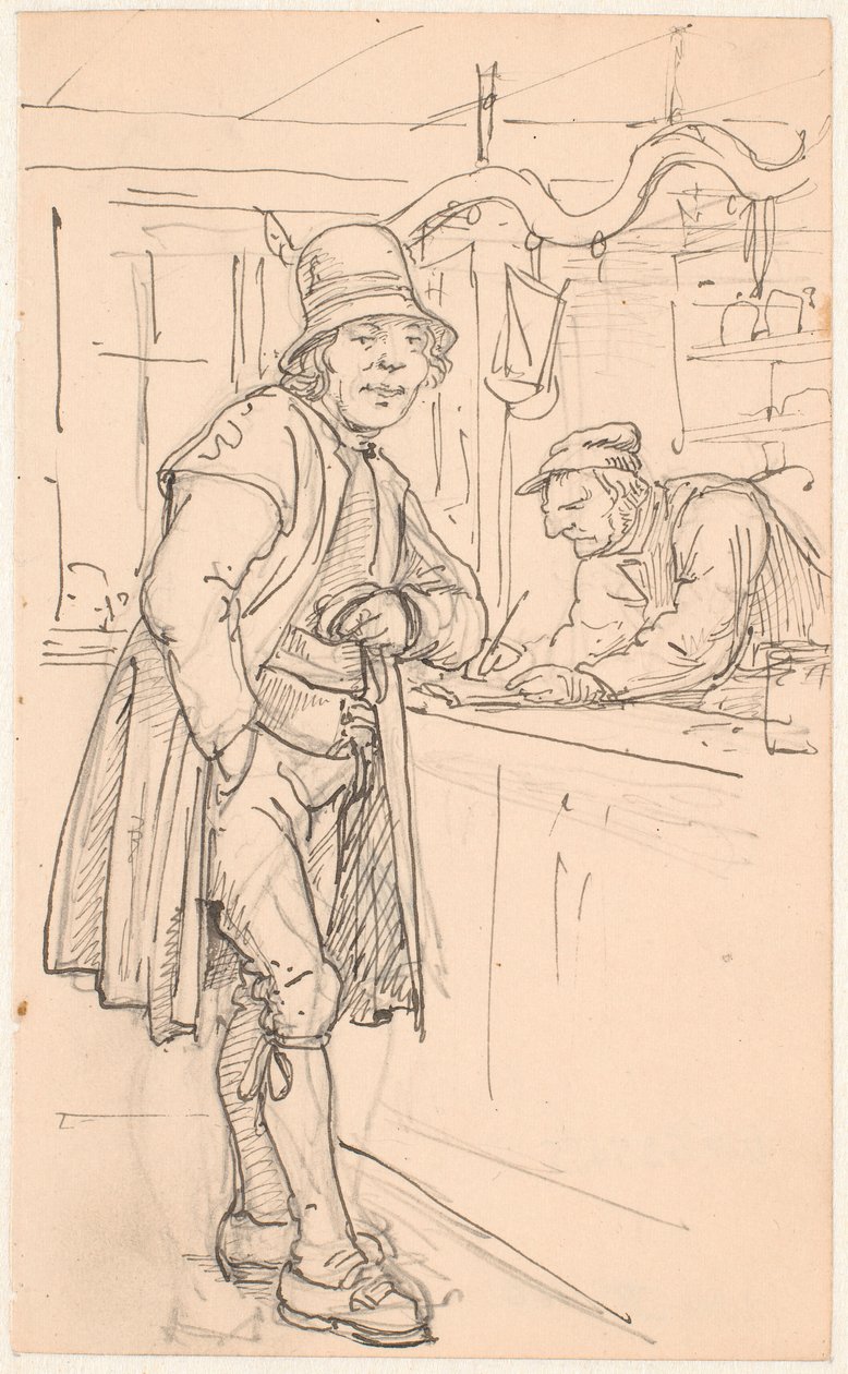 Schwedischer Bauer beim Kaufmann von Wilhelm Marstrand
