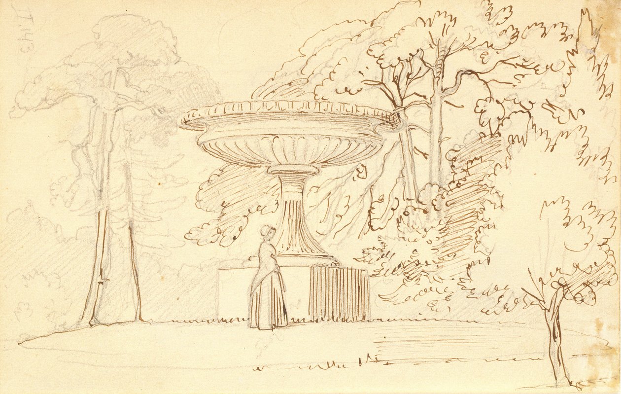 Südlicher Garten mit einer Dame an einer kolossalen Schale von Wilhelm Marstrand