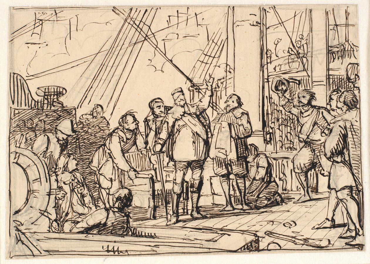 Entwurf für das Gemälde in der Kapelle von Chr. 4. in Roskilde "Chr. 4. auf der Dreifaltigkeit" von Wilhelm Marstrand