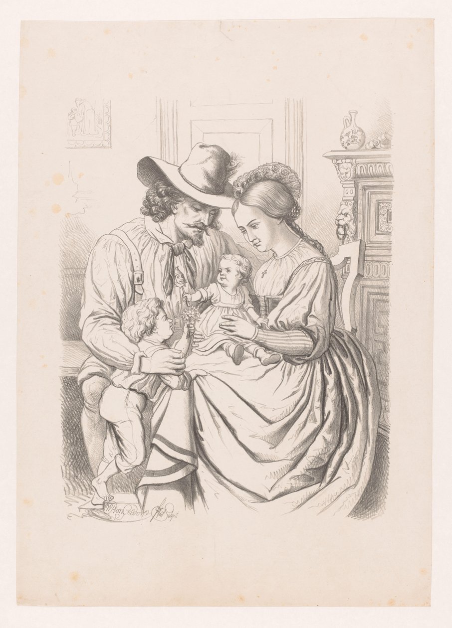 Familie mit kleinen Kindern von Wilhelmus Petrus van Geldorp