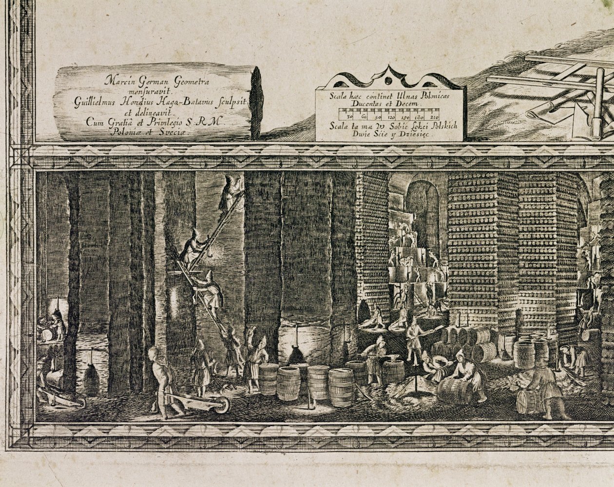 Die Salzminen von Wieliczka bei Krakau erzeugten etwa ein Drittel des Einkommens der polnischen Könige (Gravur) von Willem (c.1597 1660) Hondius