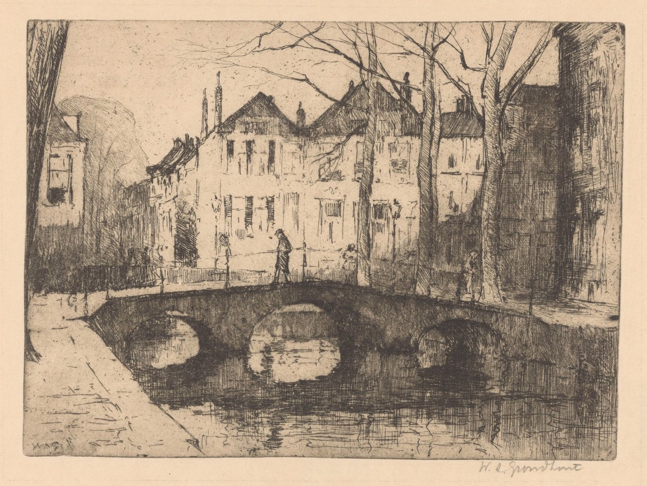 Smidswater in Den Haag von Willem Adrianus Grondhout (signed by artist)