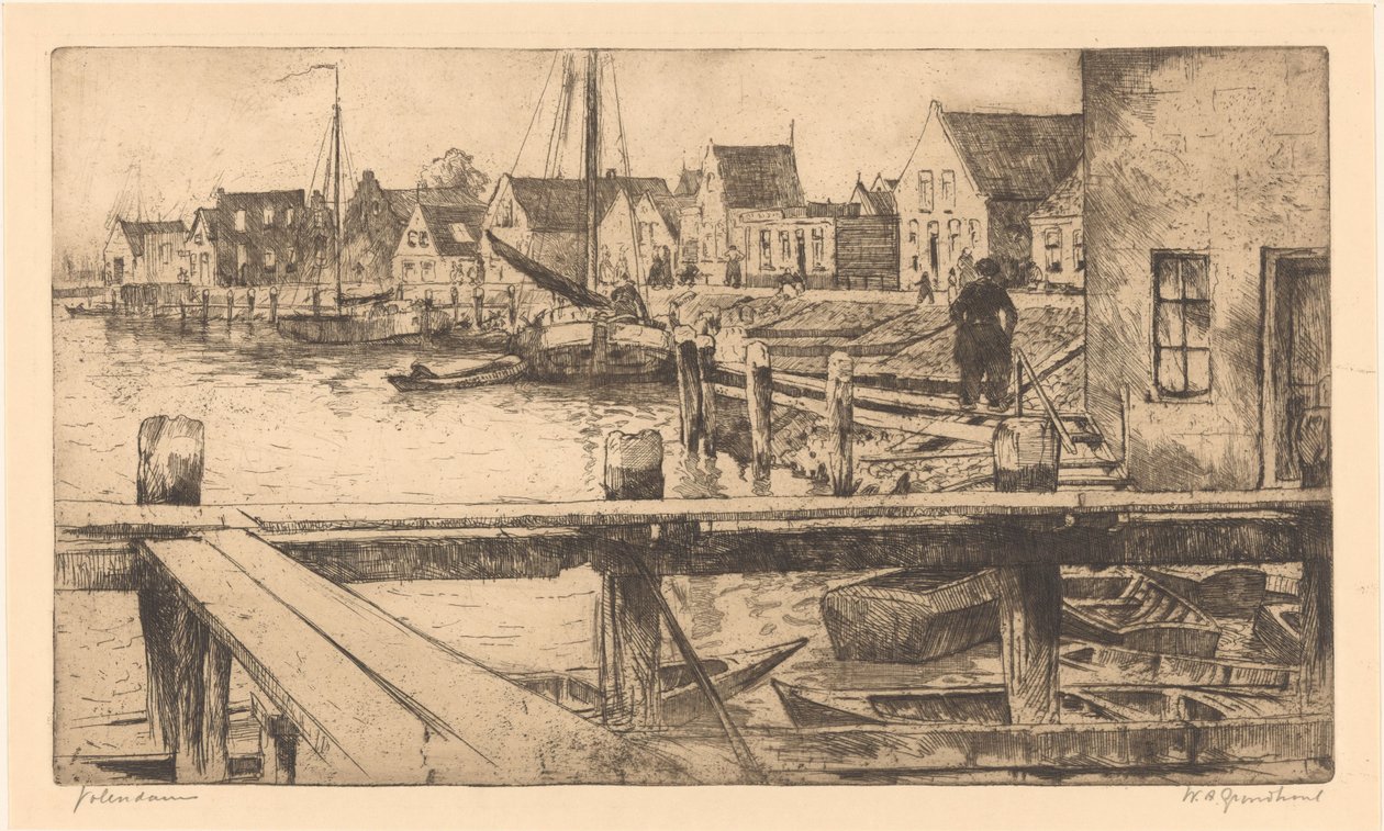 Volendam von Willem Adrianus Grondhout (signed by artist)