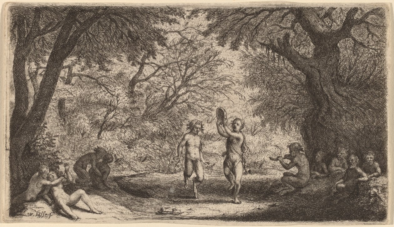 Bacchanal mit einem tanzenden Paar in der Mitte von Willem Basse