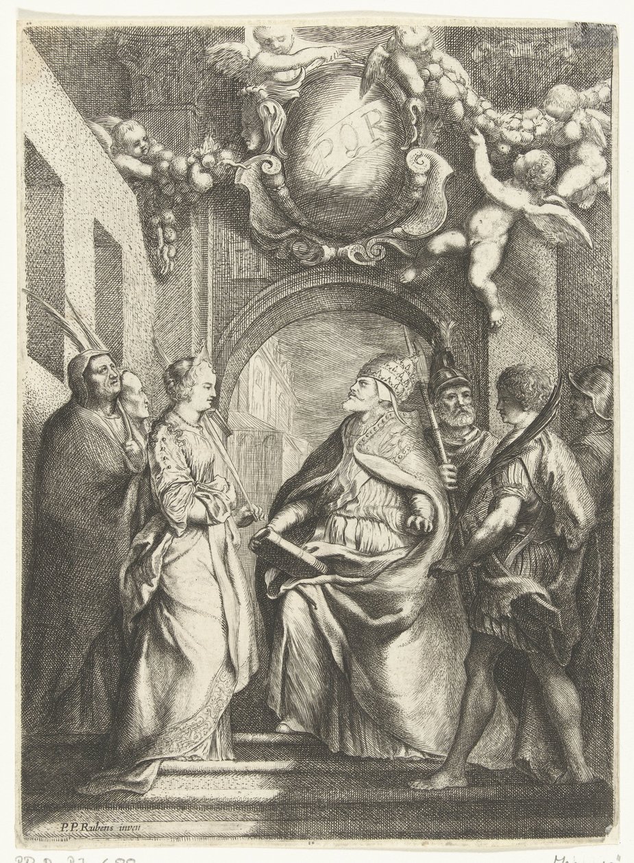 Der heilige Gregor der Große mit vier anderen Heiligen von Willem Basse