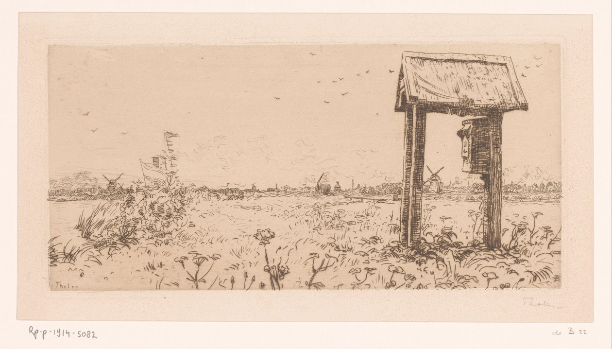 Weiden an der Kaag mit Briefkasten von Willem Bastiaan Tholen (signed by artist)