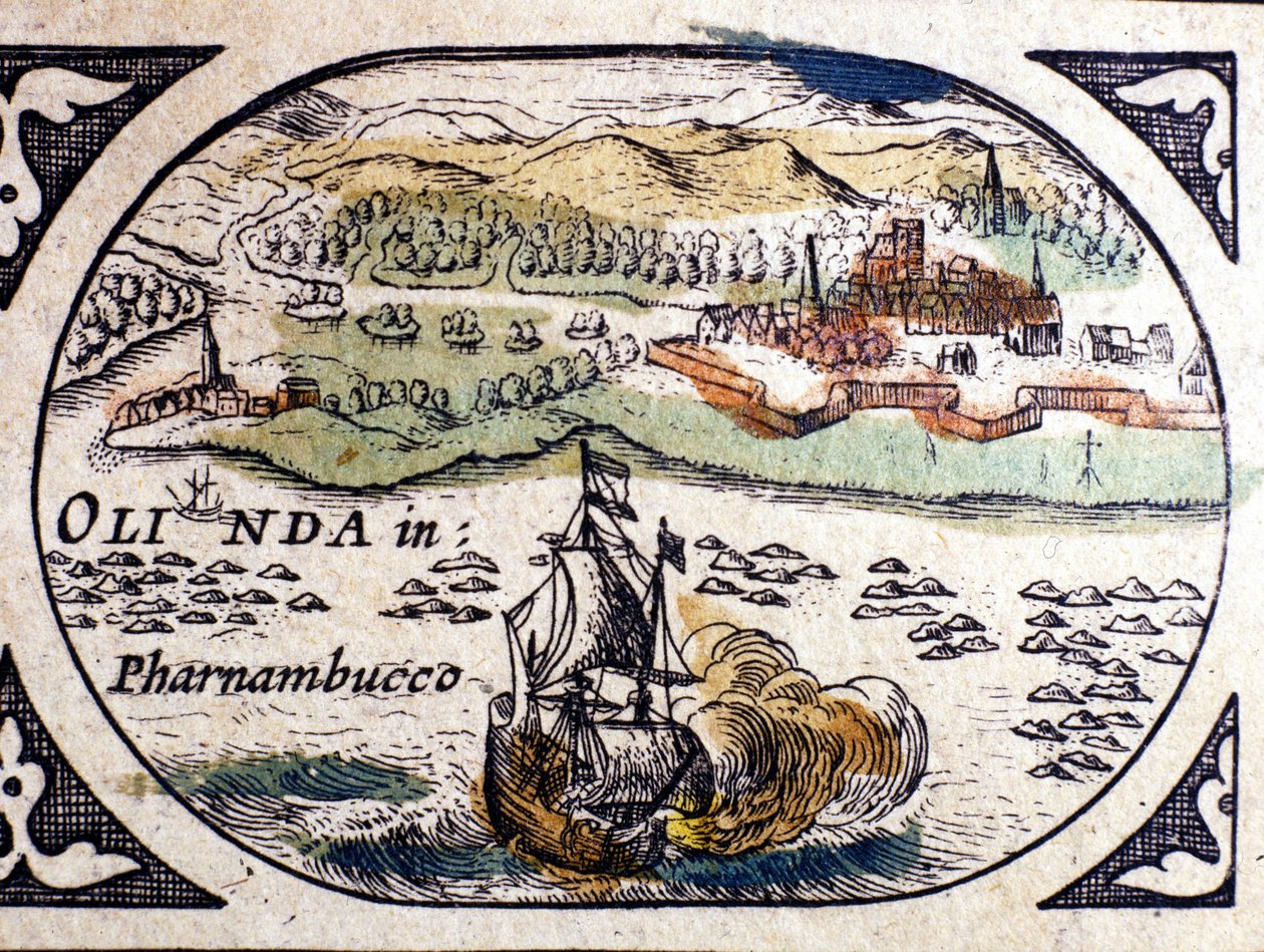 Brasilien, Ansicht von Pernambuc (Recife), Atlas von W. G. Blaeu, Amsterdam 1600 von Willem Blaeu