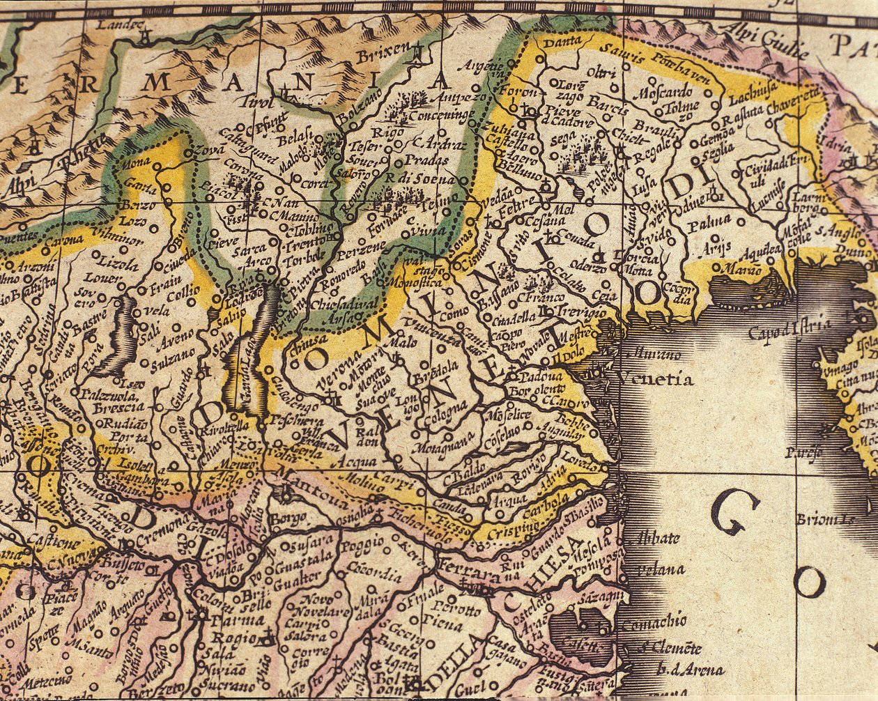 Karte der Region Venetien, Italien. Atlas von William Blaeu (1571 - 1638) von Willem Blaeu