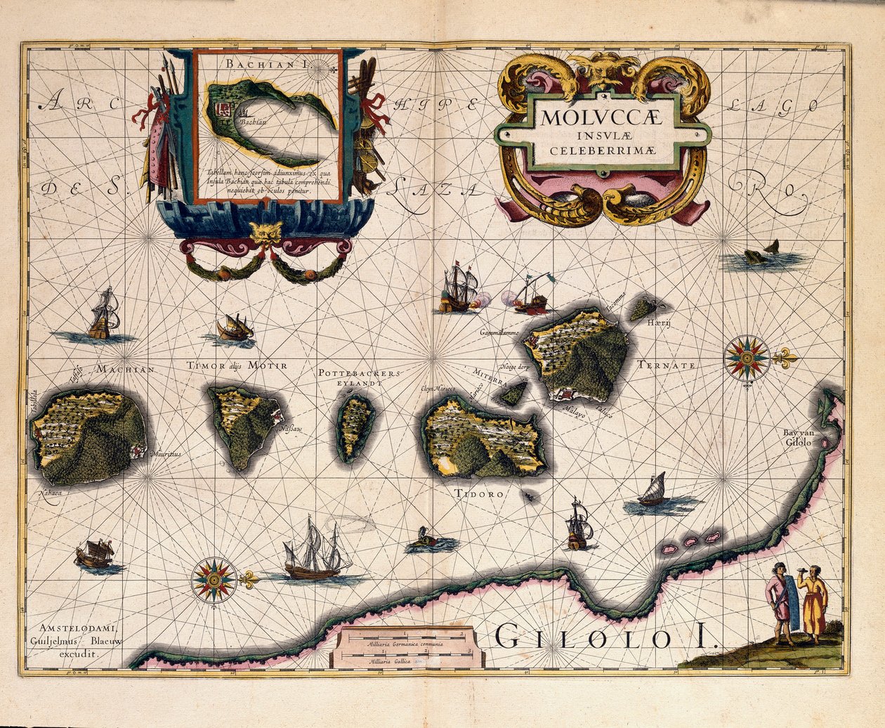 Karte der Molukkeninseln östlich von Indonesien (Gravur) von Willem Blaeu