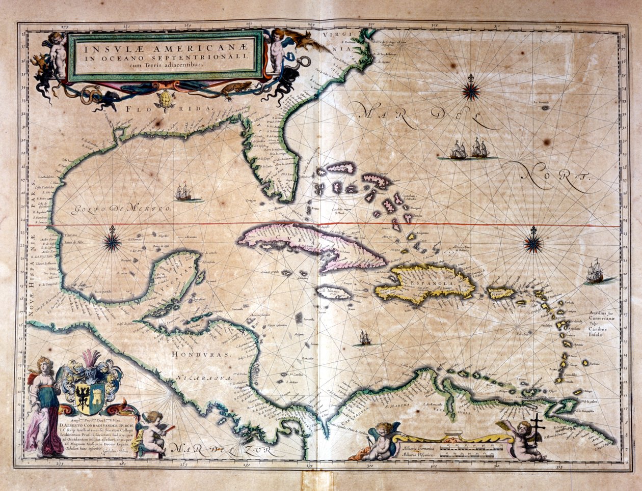 Die Karibik: Golf von Mexiko und Karibisches Meer aus dem Atlas von Wilhelm Blaeu von Willem Blaeu