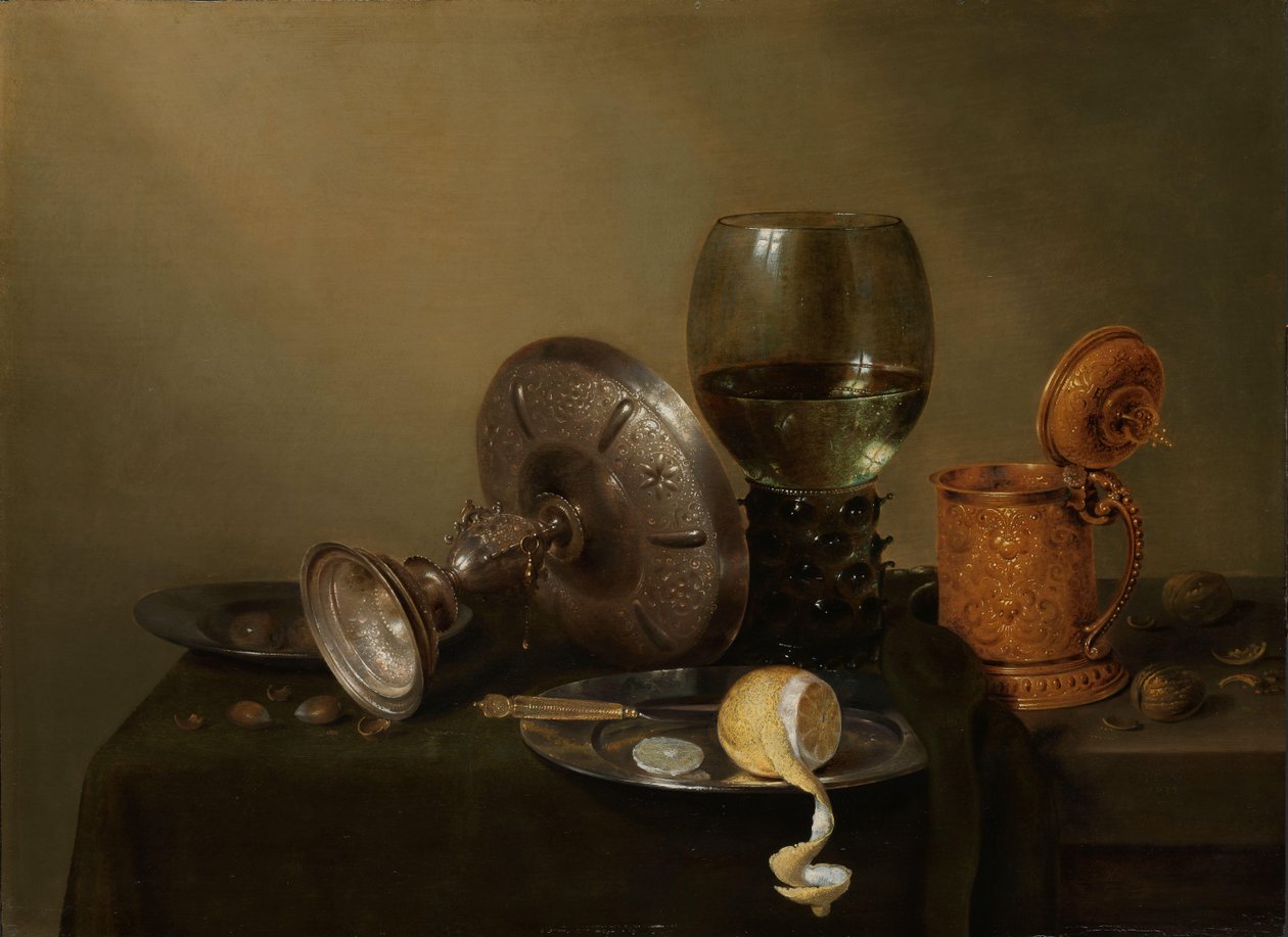 Stillleben mit vergoldetem Bierkrug von Willem Claesz. Heda