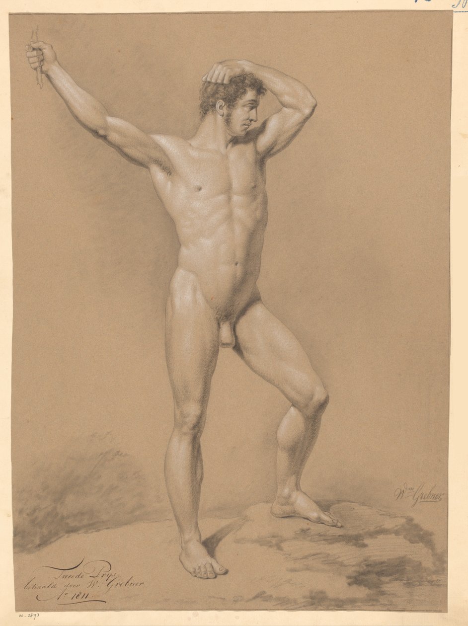 Stehender männlicher Akt, von vorne gesehen (2. Preis 1811) von Willem Grebner