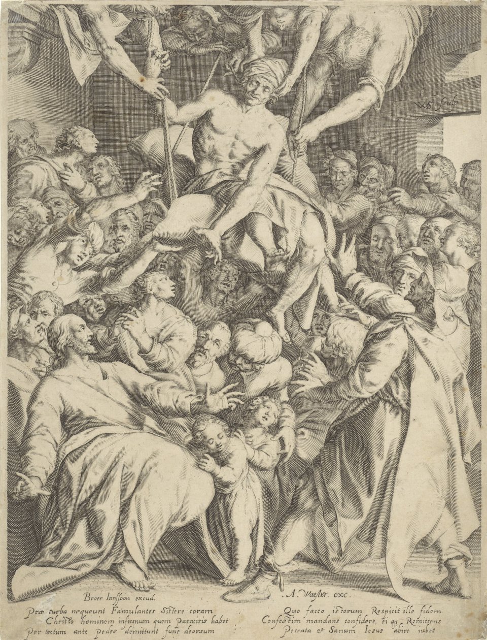 Gelähmter durch das Dach zu Christus herabgelassen von Willem Isaacsz. van Swanenburg