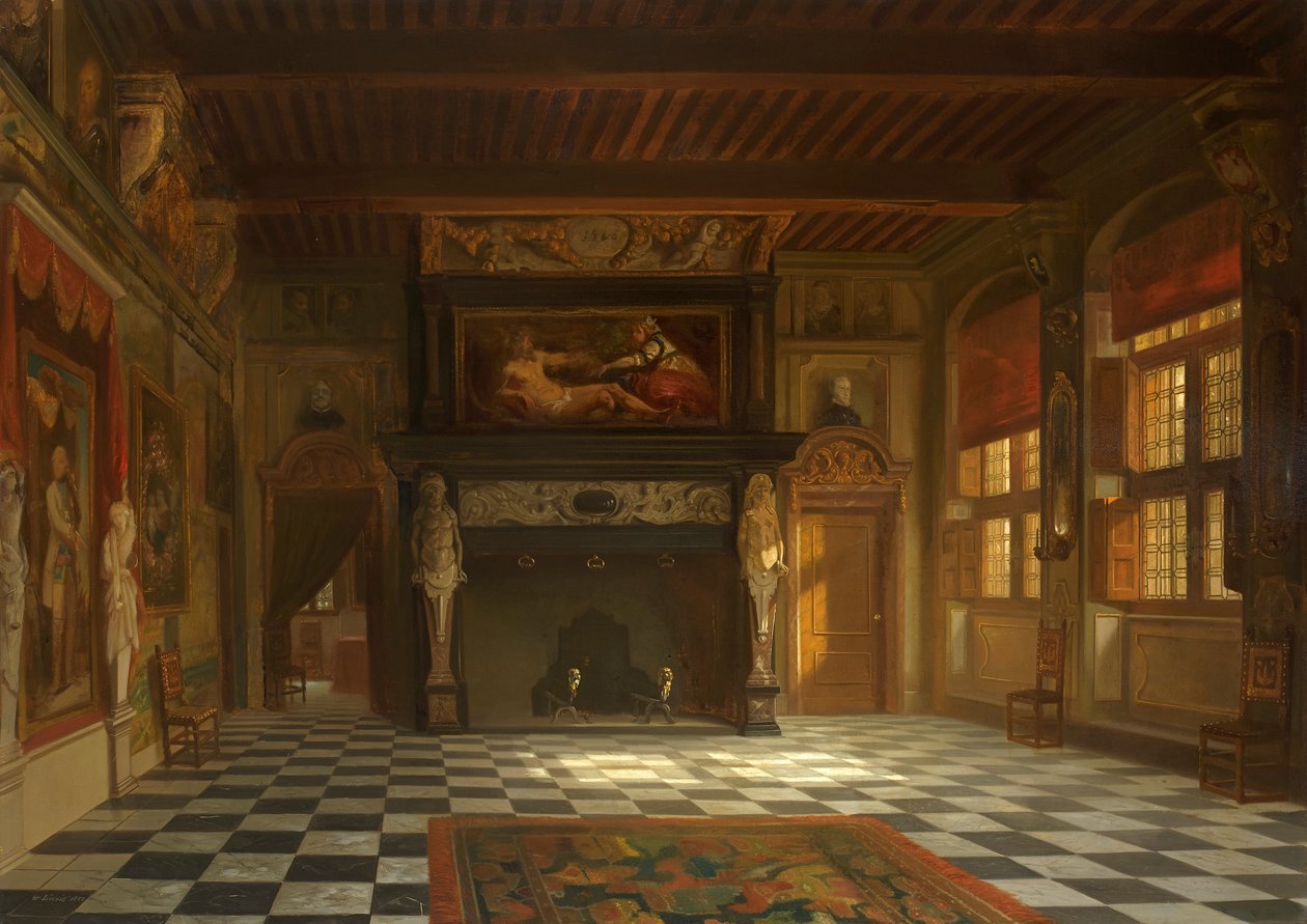 Der Hochzeitssaal im Rathaus von Antwerpen, 1852 von Willem Linnig the Elder