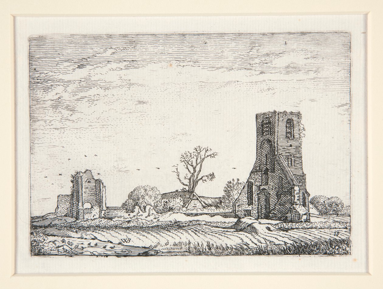 Ruinen einer Kirche (Kapelle von Eykenduynen bei Den Haag), Platte 10 aus der Serie Die Landschaften von Willem Pietersz. Buytewech