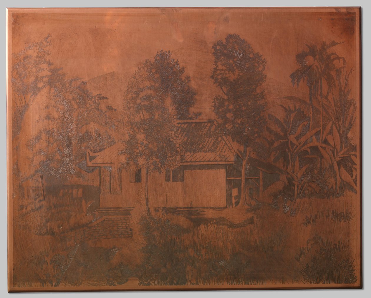 Buitenzorg, Haus mit Vulkan im Hintergrund von Willem Arnoldus Witsen
