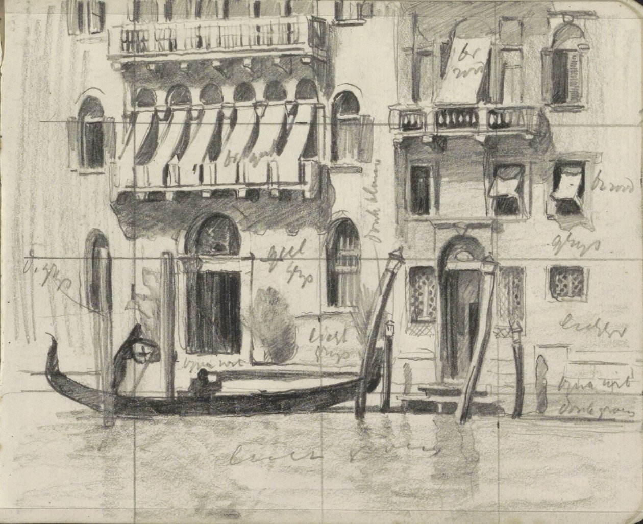Häuser mit Markisen über den Balkonen am Canal Grande in Venedig von Willem Arnoldus Witsen