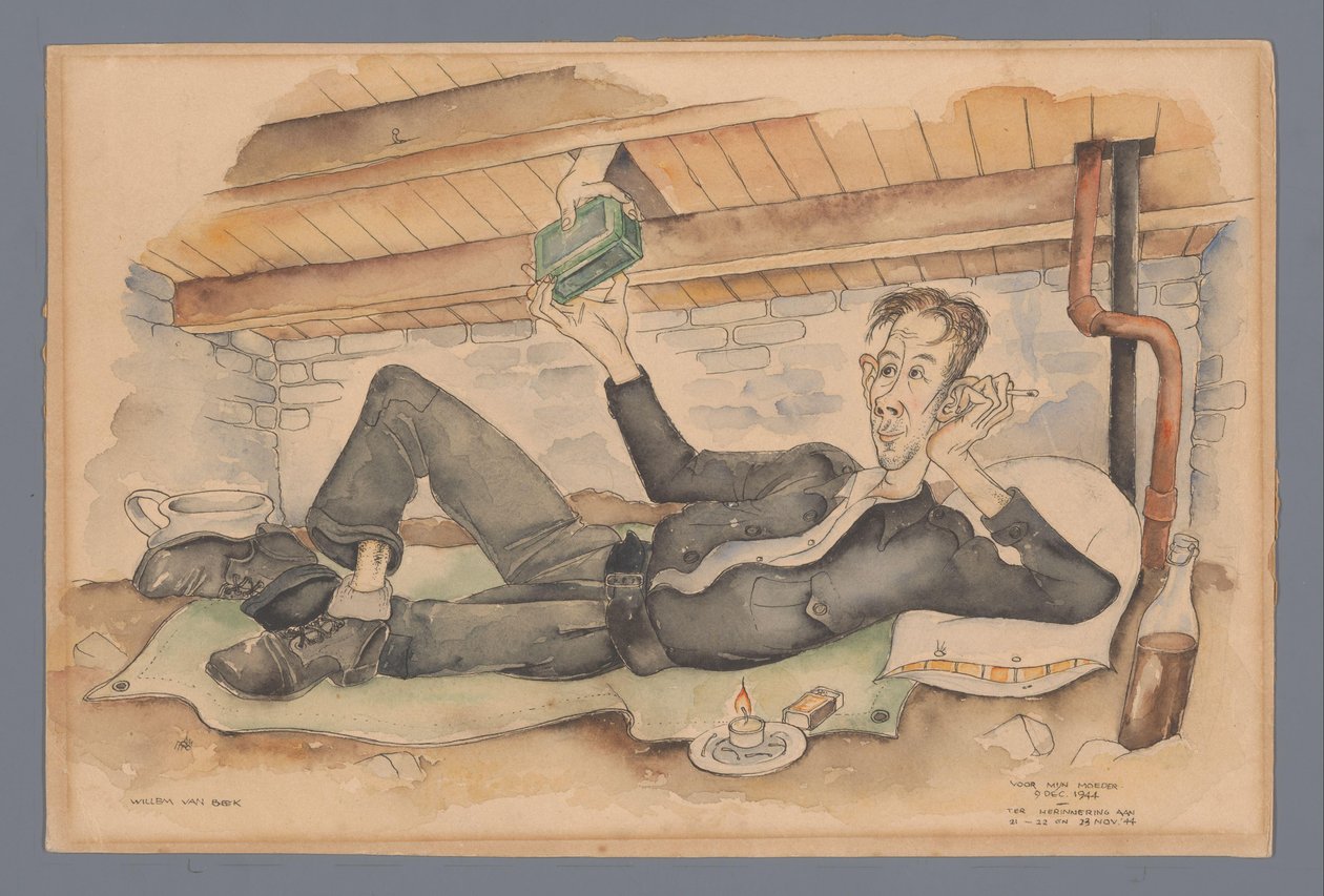 Selbstporträt im Versteck von Willem van Beek (signed by artist)