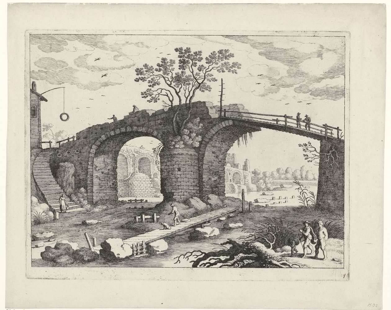 Brücke über einen Fluss von Willem van Nieulandt (II)