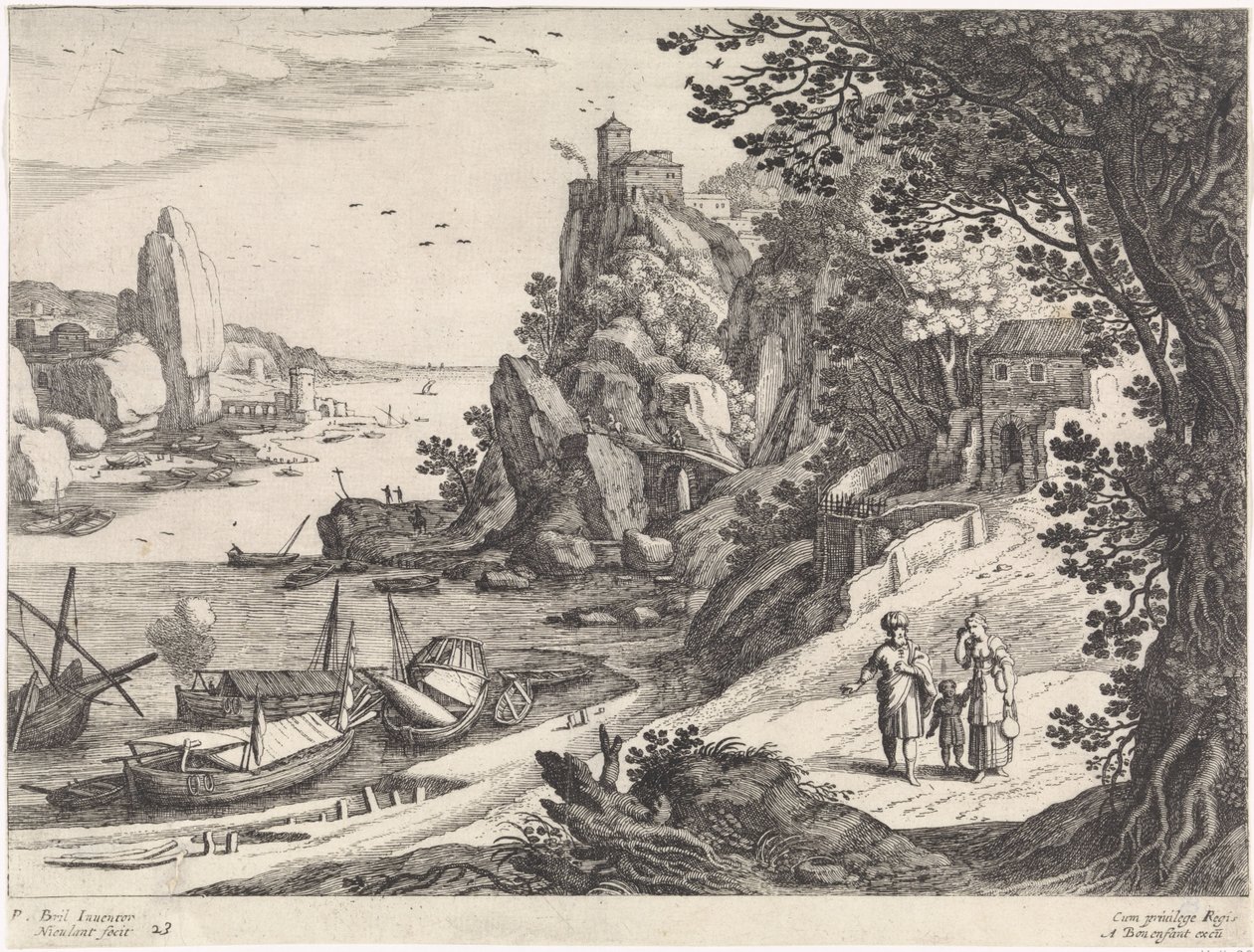 Landschaft mit der Vertreibung von Hagar und Ismael von Willem van Nieulandt (II)