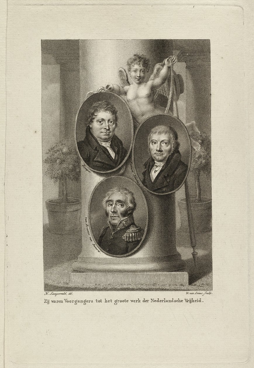 Gedenkstein mit den Porträts von Joan Melchior Kemper, Cornelis Anthony Fannius Scholten, Gijsbert Carel Rutger Reinier van Brienen van Ramerus von Willem van Senus