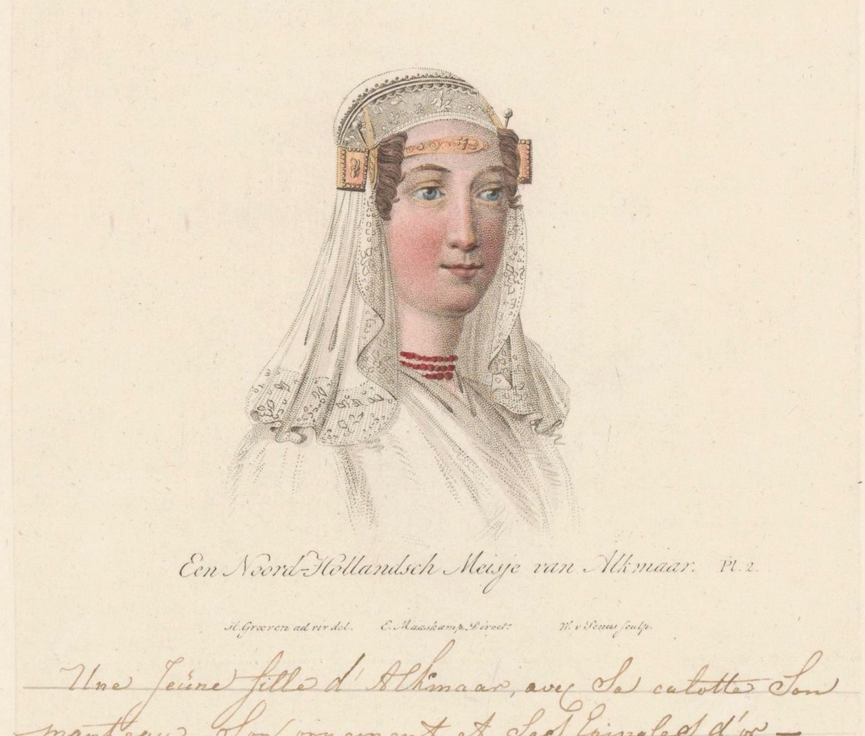 Kopfbedeckung eines Mädchens aus Alkmaar, 1816 von Willem van Senus
